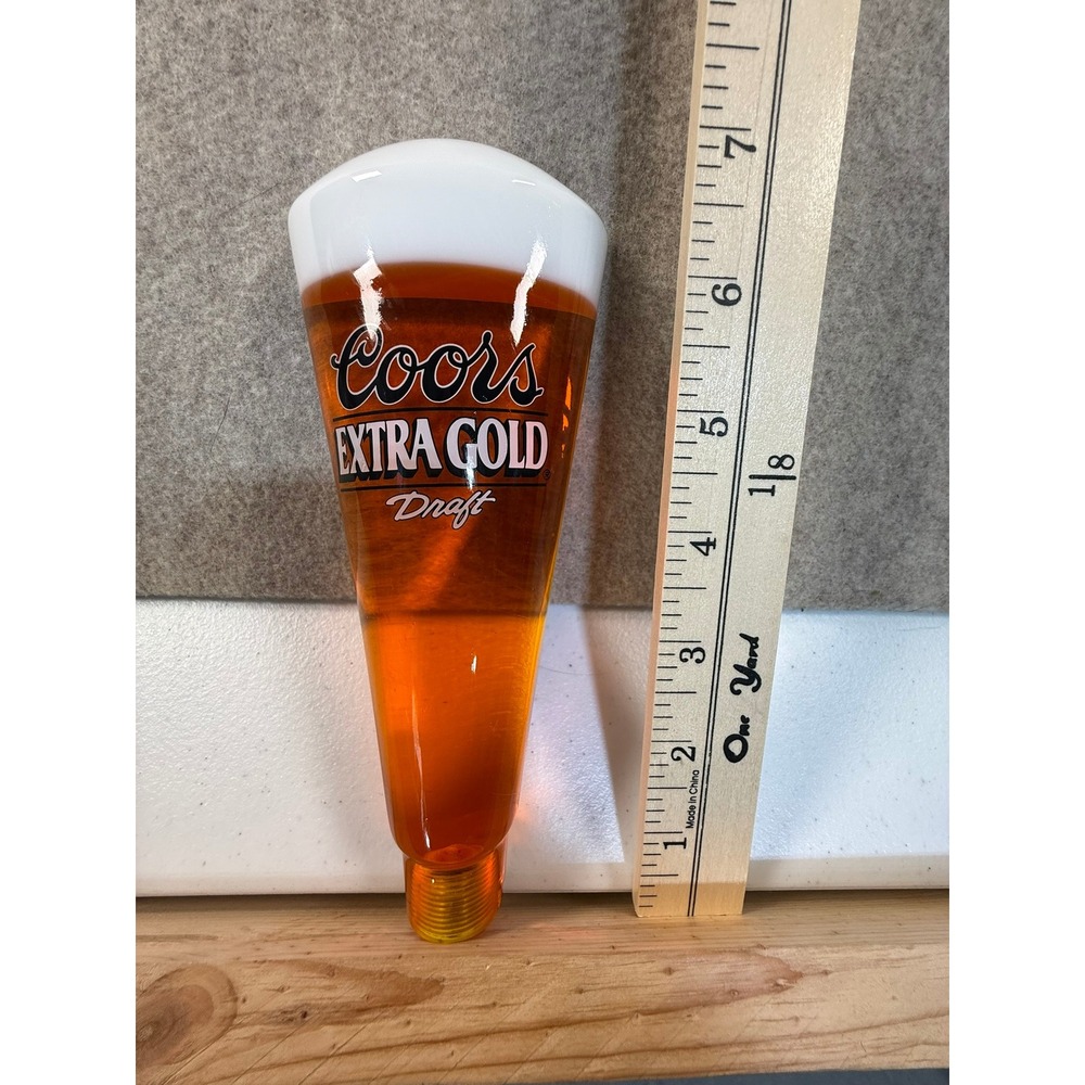 Vintage Coors Extra Gold Draft Beer Tap Handle Pilsner Glass Acrylic Bar Decor